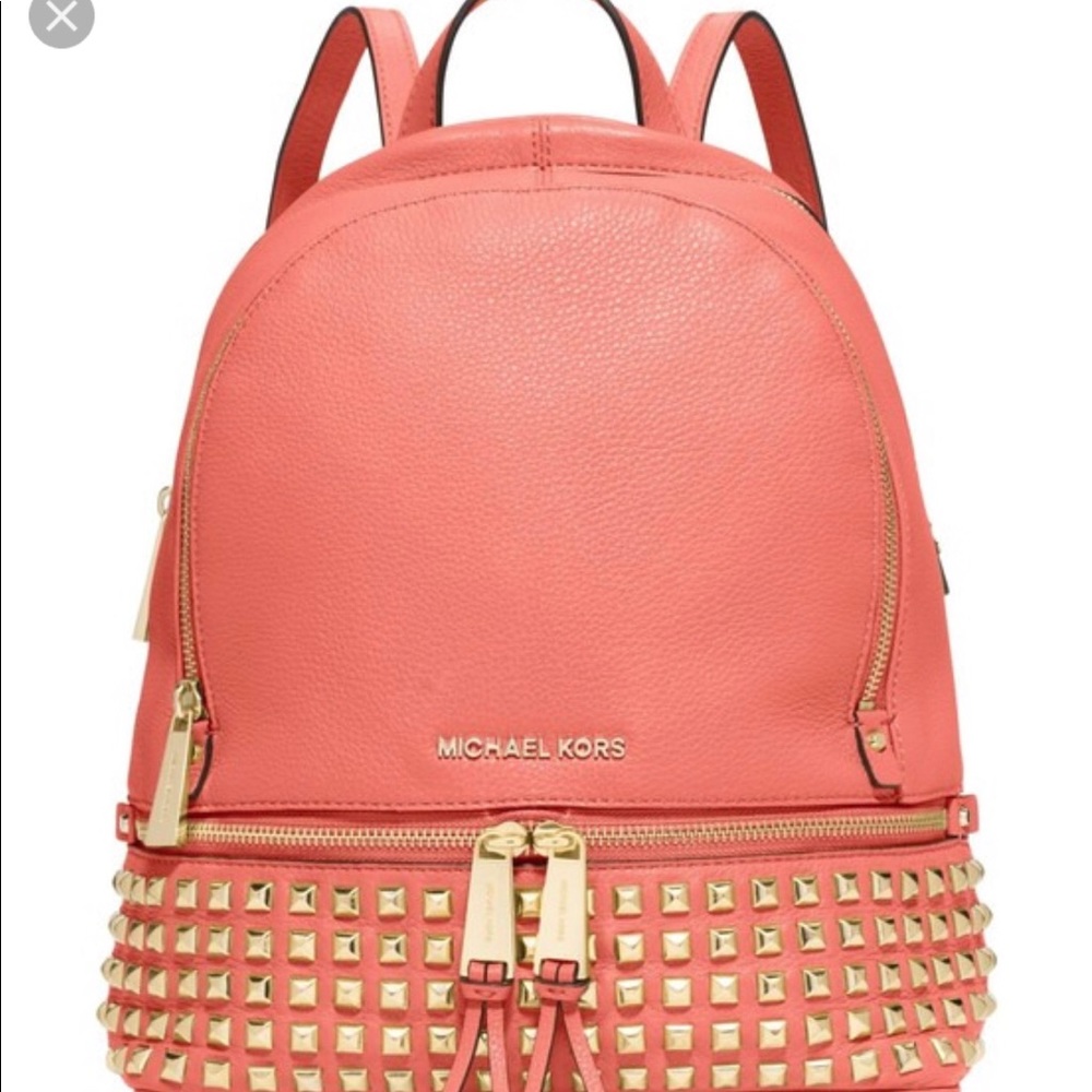Michael Kors gold studded rhea backpack